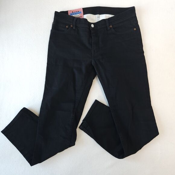 Acne Studios Blå Konst Black North Stay Jeans Men’s 33x27 Straight Fit *FLAW - Picture 1 of 10